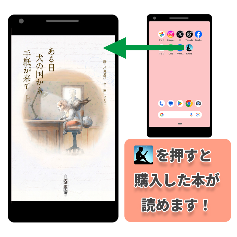  電子書籍の書影が表示されたスマホとテキスト